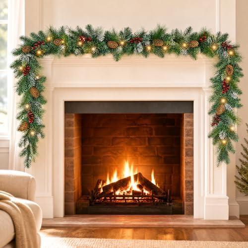 9ft Pre-Lit Artificial Christmas Garland with Lights & Pine Cones - Image 4