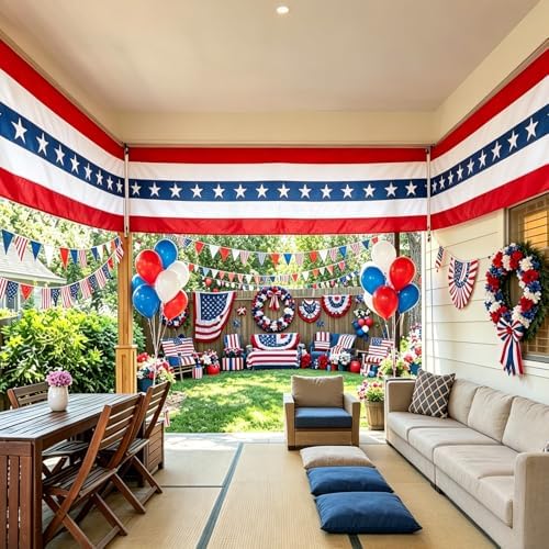 4th of July Decorations - Patriotic Door Decorations American Flag Bunting Banner for for Independence Day Porch Decor (1 Pack) - Image 6