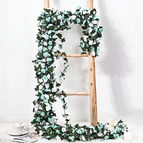 BLEUM CADE 12Pcs 16.4Ft Fake Flower Garland Artificial Rose Vines - Image 7