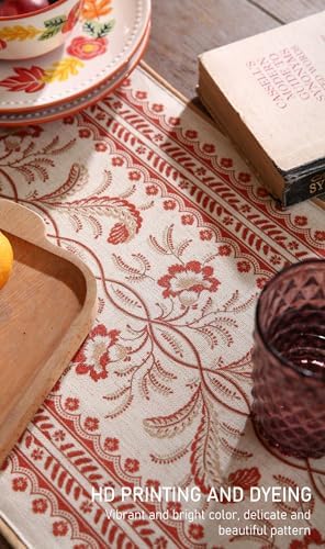 ISAENNE Designer Vintage Linen Long Table Runner,102"x12"-Chamonix A - Image 4