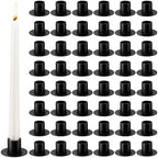 48 Pcs Black Metal Taper Candle Holders Bulk for Wedding Pillar Candles Taper Candlesticks Holders Centerpieces Short Candle Stick Dinner Decor for Party Anniversary Dinning Table Gift (48, Black) by PINKXHY