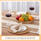 6 Sets Khaki Kitchen Decor,Table Setting Decor with Round Woven,Rectangular,Wooden Bead Napkin Rings,Cloth Napkins,Table Runner & Storage Basket,Natural Burlap Cotton for Kitchen Dining Table Home - Image 5