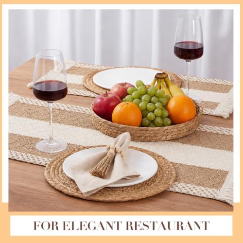 6 Sets Khaki Kitchen Decor,Table Setting Decor with Round Woven,Rectangular,Wooden Bead Napkin Rings,Cloth Napkins,Table Runner & Storage Basket,Natural Burlap Cotton for Kitchen Dining Table Home - Image 5