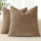 decorUhome Soft Chenille Brown Throw Pillow Covers 26X26 Set of 2 by decorUhome