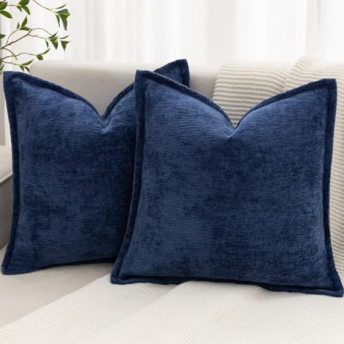 Decorative Throw Pillow Covers 22x22 Chenille Boho Pillowcase by BAOLIZEGAO