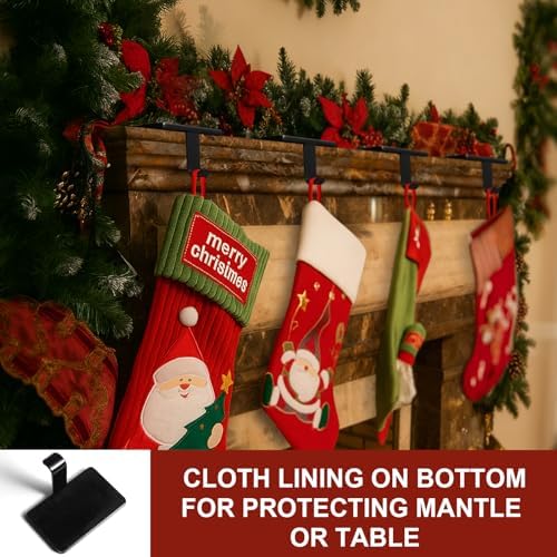 Christmas Stocking Holders for Mantle Set of 6, Stocking Hangers for Mantel Weighted, Heavy Duty, Flat, for Garland, Fireplace, Wall (Black) - Image 4