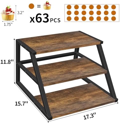 Cupcake Stand, 3 Tier Large Cupcake Stand for 50 Cupcakes Rustic Cupcake Display Stand Square Wood Dessert Table Display Set Cupcake Tower Tiered Tray Stand for Wedding Birthday Graduation Baby Shower - Image 2
