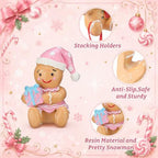 Wonderjune 6 Pcs Christmas Stocking Holders for Mantle, Pink Gingerbread - Image 4