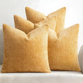 MIULEE Soft Decorative Chenille Pillow Covers Gold 18x18 Pack of 4 by MIULEE