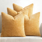 MIULEE Soft Decorative Chenille Pillow Covers Gold 18x18 Pack of 4 by MIULEE
