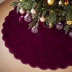 RoundFunny Burgundy Christmas Tree Skirt Velvet Tree Skirts, 60 Inch - Image 2