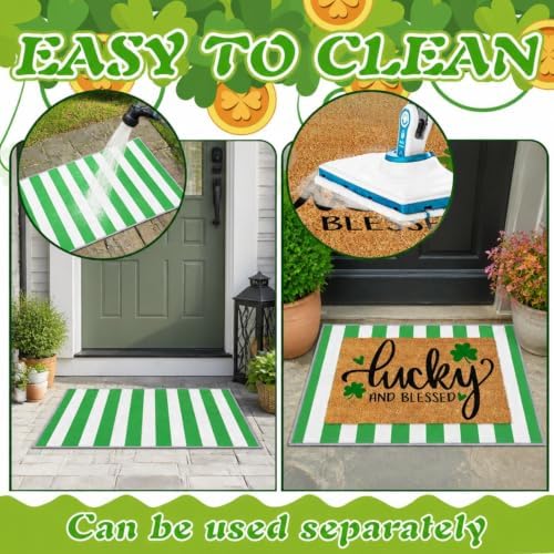Moucuny 2 Coir Outdoor Mat,Non Slip, 24'' X 35'',16'' X 28'', Lucky - Image 4