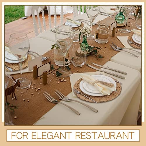 Gejoy 18 Pcs Boho Woven Placemat Wood Bead Napkin Ring with Dinner Napkin - Image 5
