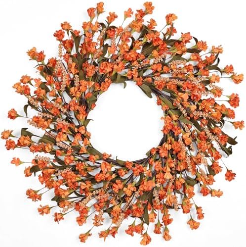24in Fall Wreaths for Front Door Handcrafted Paper Flower Wreath by CHEAWRTZ