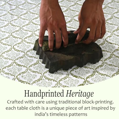 CPC Fern Regal Tablecloth 100% Cotton 60x90 Inch Indian Block Print Rectangle Table Cover, Table Cloth for Gifting in Weddings, Halloween, Fall, Christmas, Thanksgiving - Image 5
