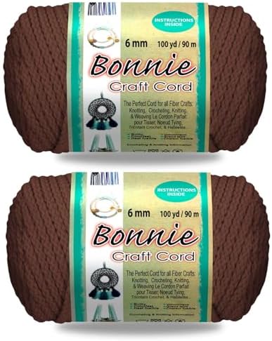 Pepperell Bonnie Braid Macrame Cord | 6mm x 100yd | Almond (Value 2-Pack) | Twisted Polypropylene Cord for DIY Crafts, Plant Hangers, Wall Hangings, Crochet & Macrame | Long-Lasting, Vibrant Color by PepperellCrafts
