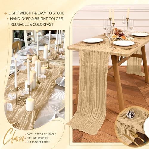 30 Pack Cheesecloth Table Runner 10FT Nude Table Runner Boho Gauze Cheese Cloth Table Runners Long Rustic Sheer Table Decorations for Wedding Party Baby Bridal Shower Birthday Holiday Home - Image 5