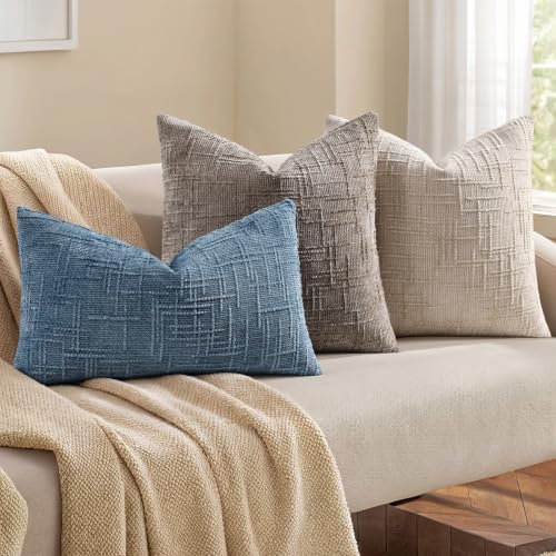 decorUhome Textured Chenille Throw Pillow Covers 22x22 Set of 2 Ivory - Image 7