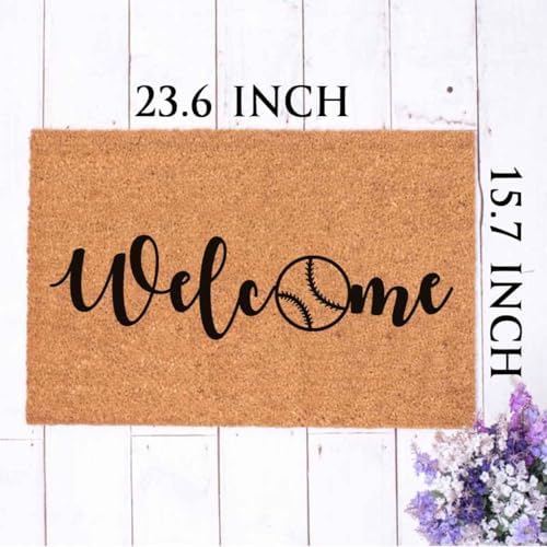 Funny Coir Doormats Baseball Lover Welcome Front Door Porch Garage Decor Doormat For The Entrance Way Outside Personalized Rugs with Heavy-Duty PVC Backing Non Slip Outdoor Mat 23.6 x 15.7 inch - Image 5
