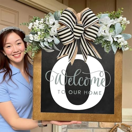 16'' Personalized Last Name Welcome Sign, Wreath for Front Door Outside, Spring Wreath for Front Door Decor, Farmhouse New Home Gifts for Home (O) - Image 4
