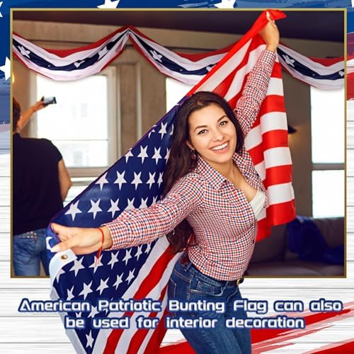 Remagr 2 Pack Patriotic Bunting 2.5x20 ft Flag Banner, 4th of July - Image 4
