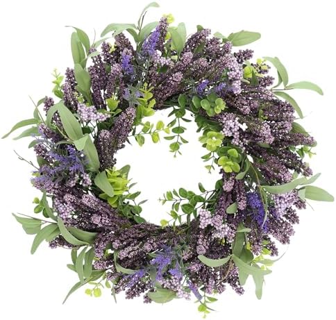 26'' Wreath for Front Door, Spring Purple Wreaths for Outdoor Indoor Decor by ArtificialPlants