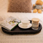 HPC Decor 15in Oval Tray for Home Decor - Black Wood Beaded Tray - Decorative Serving Tray,Rustic Farmhouse Wooden Trays for Vintage Centerpiece,Kitchen Counter,Living Room Decor,Coffee Table Decor. - Image 4
