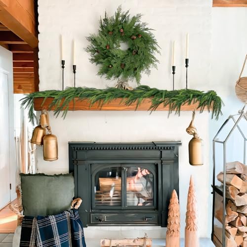 Christmas Decorations - Christmas Garland - 6 Ft Norfolk Pine Garland - Artificial Greenery Garland - Rustic Christmas Decor for Mantle Fireplace Stairs Railing Table Door Porch Indoor Outdoor - Image 2