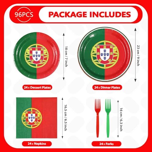 96 Pcs Portugal Flag Themed Party Decorations, Serves 24 - Image 5