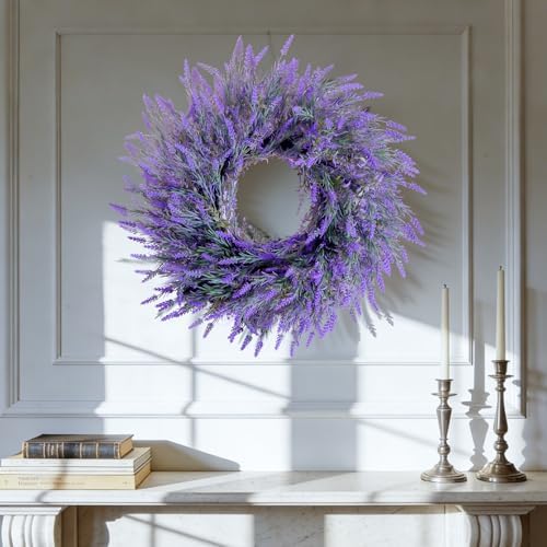 24" Lavender & Eucalyptus Wreath for Front Door,Outside Wreaths - Image 4