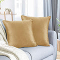 Nestl Throw Euro Pillow Covers, Cozy Velvet Decorative Pillow Covers 26 x 26 Inches, Soft Solid Couch Pillow Case for Sofa, Bed and Car, Set of 2 - Camel Gold by Nestl