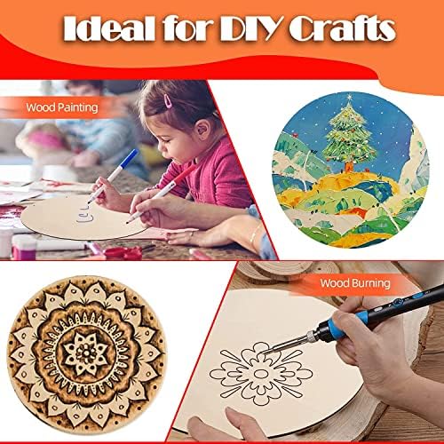 12 Pcs 16 Inch Wood Circles for Crafts Unfinished Round Wood Discs Blank Wooden Rounds Slices Round Wooden Door Hanger Signs with Bows, Twine and Glue Points for DIY Craft Holiday Decor,5 mm Thick - Image 6