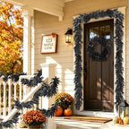 RECUTMS Black Artificial Plants Bamboo Garland Halloween Hanging Vine Decor - Image 3