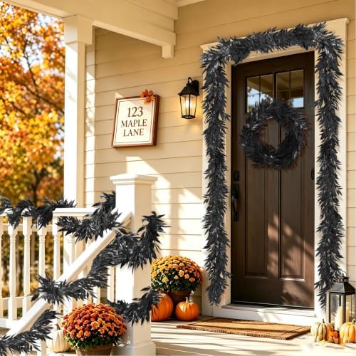 RECUTMS Black Artificial Plants Bamboo Garland Halloween Hanging Vine Decor - Image 3