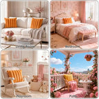 Faux Fur Decorative Throw Pillow Covers 20x20 Set of 2, Orange - Image 4