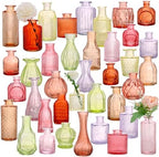 CUCUMI 38pcs Bud Vases for Centerpieces, Colorful Vintage Glass Vase Set by CUCUMI
