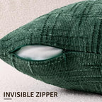 decorUhome Textured Chenille Throw Pillow Covers 24x24 Set of 2 Green - Image 3