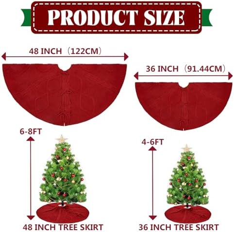 48 Inch Red Knitted Christmas Tree Skirt - Image 2