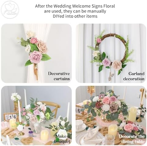 Odouzy Artificial Wedding Arch Flowers for Wedding Sign,Set of 2 for Welcome Ceremony Sign,Faux Floral Swags,Banquet and Reception Backdrop Floral Decoration (Coffee Pink) - Image 6