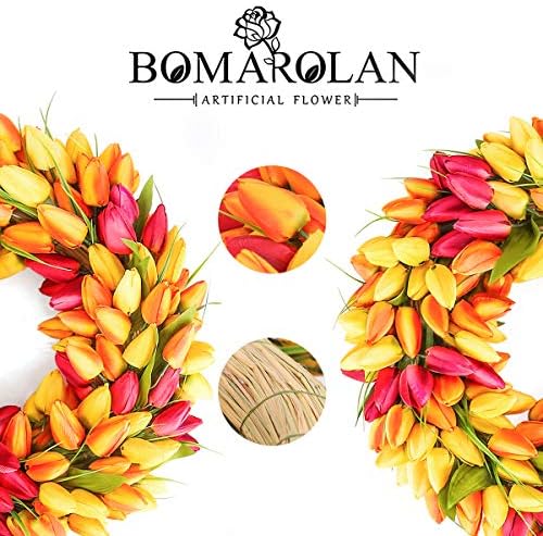BOMAROLAN Tulip Wreath 20 Inch for Front Door Summer Fall Large Wreaths Springtime All Year Around for Outdoor Door Indoor Wall Or Window Décor Festival Decoration - Image 3