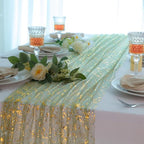 Snowkingdom 6Pcs 10Ft Sage Gold Gauze Sheer Table Runner - Image 4