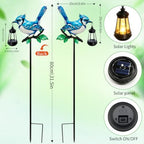 2 Pack Bule Jay Solar Lights Outdoor 31.5in Bule Bird Decor Garden Stakes - Image 2