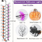 2026 Halloween Decor Lights 8.86FT 72 LED Willow Vine Twig with Timer Battery Operated Garland Lights with Orange Pumpkins Purple Bats and Black Dead Branches Indoor Halloween Decorations for Home - Image 2