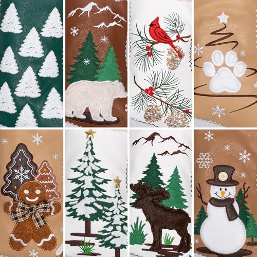 LUBOT 6 Pack Christmas Stockings Set of 6 Large Family Xmas Stocking Leather Embroidered 20" Modern Rustic Farmhouse Country Fireplace Hanging Holiday Decor - Image 5