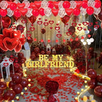 Be My Girlfriend Light Up Letters Proposal Decorations, 14Pcs 6.3" Letter Signs with 24Pcs Flameless Candles 2000Pcs Red Artificial Rose Petals 45Pcs Latex Balloons 10Pcs Heart Balloon Valentine's Day - Image 6