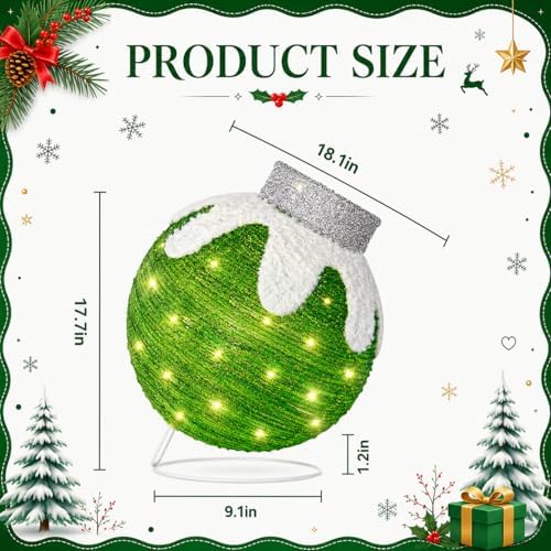 2 Pcs Outdoor Christmas Ornaments, Lighted Pop-Up Holiday Ball Decoration with 160 LED Lights, 8 Light Functions, Lighted Collapsible Christmas Outdoor Decorations for Yard, Patio, Home - Image 2