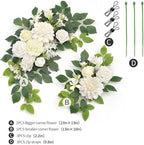 Wedding Decor (Pack of 2) Welcome Sign Flower Backdrop Garland for Ceremony Reception Wall Easel Home Decoration Entryway Faux Outdoor Board Head Table Decor (White) - Image 3