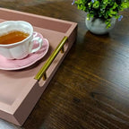 Wooden Decorative Coffee Table Tray, 16" Serving Tray with Gold Handles for Ottoman, Living Room, Perfume, Vanity Dresser Organizer (Mocha) - Image 5