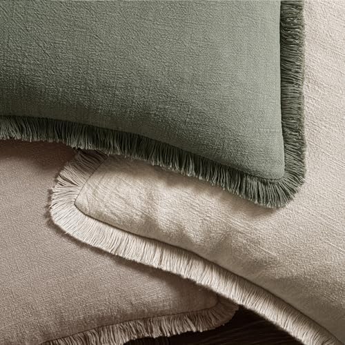 MIULEE Boho Linen Fringe Decorative Fall Throw Pillow Covers Dune 20x20 - Image 4