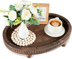 HouseJoy Decorative Tray for Coffee Table, 16×11.8in Wood Beaded Decor Tray by HouseJoy